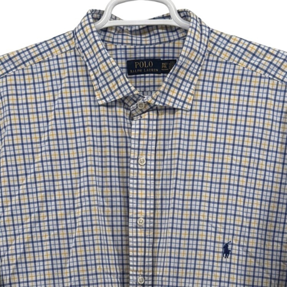 Polo Ralph Lauren Mens 3XLT Plaid Button Down Shirt Blue Yellow Tall Long Sleeve